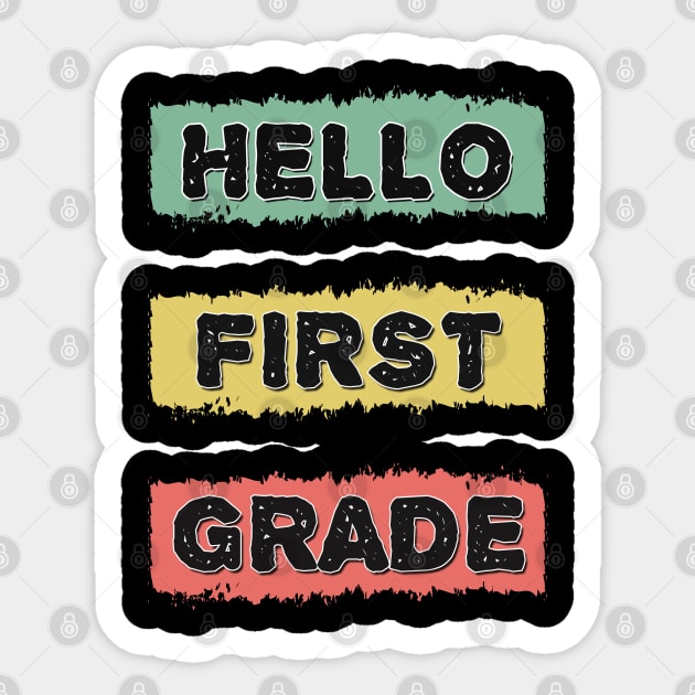 Hello First Grade Awesome Back to School  RETRO Gift for Kids and Teachers Sticker by Naumovski